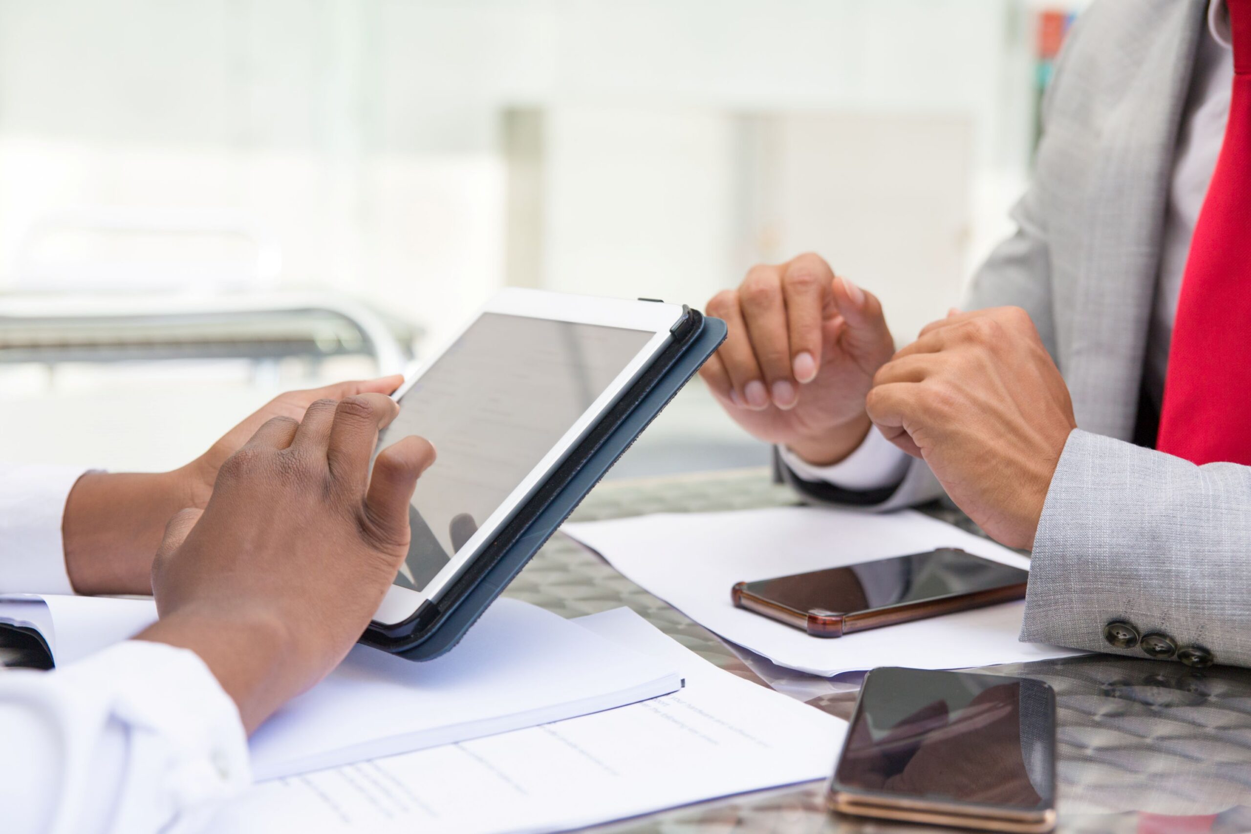 Female hands holding tablet